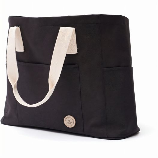 eine schwarze tasche mit einem weißen griff und einem weißen griff VINGA Sortino Strandtasche (Bild 1)