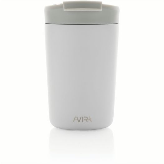 eine weiße tasse mit deckel und deckel Avira Alya RCS recycelter Stainless-Steel Becher 300ml (Bild 1)