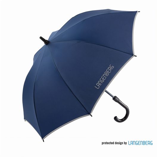 blauer regenschirm mit schwarzem griff und weißem streifen Stockschirm BOB (Bild 1)