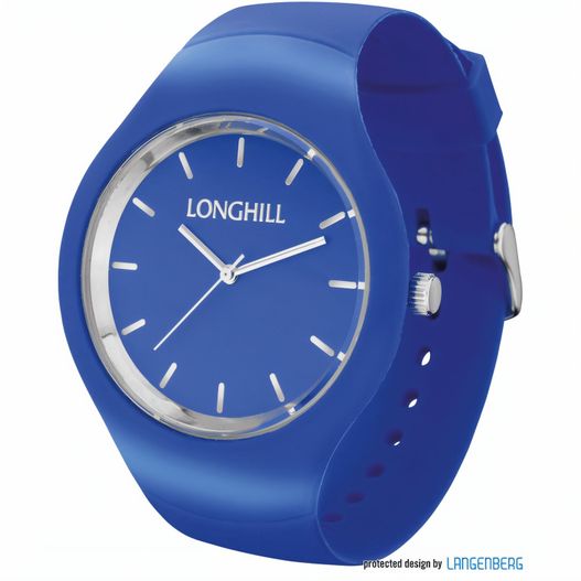 eine blaue uhr mit einem weißen gesicht und einer silbernen zweiten hand Kunststoffuhr SNAKE (Bild 1)