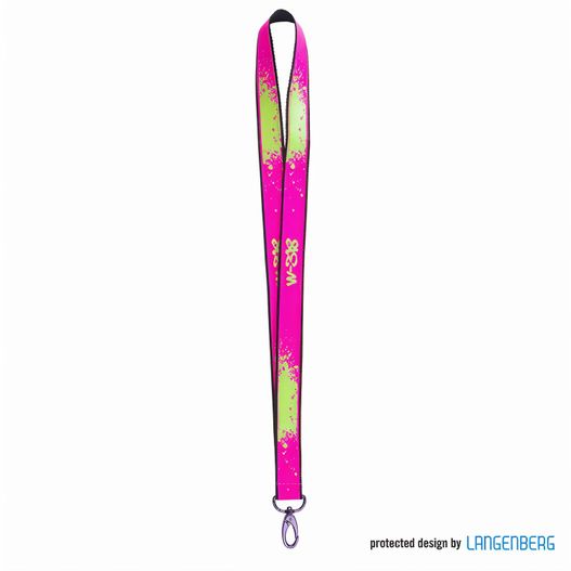 rosa leine mit grünem und gelbem design Schlüsselband W-318 (Bild 1)
