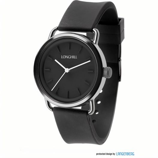 eine schwarze uhr mit einem silbernen gesicht und einem schwarzen lederarmband Metalluhr HAMILTON (Bild 1)
