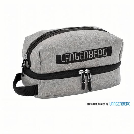 eine graue tasche mit einem schwarzen reißverschluss darauf Kulturbeutel LINCOLN (Bild 1)