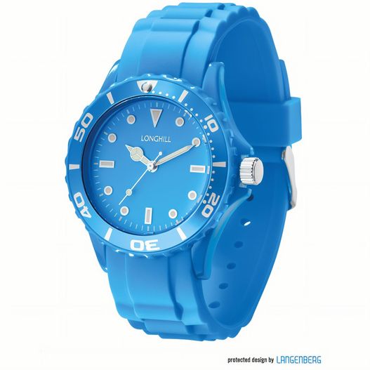 eine blaue uhr mit einem weißen gesicht und einer blauen band Kunststoffuhr LOGI LADY (Bild 1)