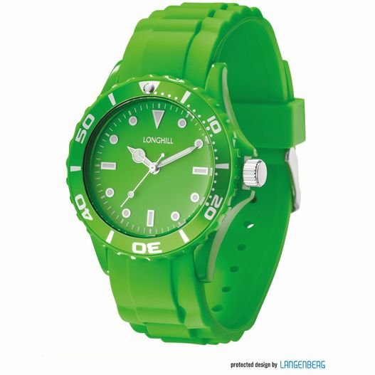 eine grüne uhr mit einem weißen gesicht und einer grünen band Kunststoffuhr LOGI LADY (Bild 1)