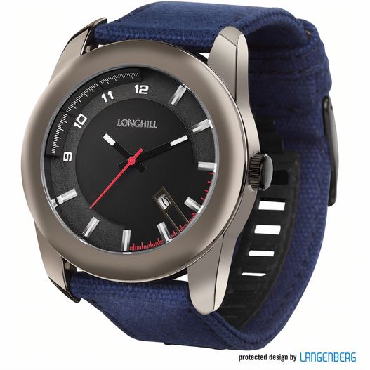 eine uhr mit einem blauen armband und einem schwarzen gesicht Metalluhr VIGGO (Bild 1)