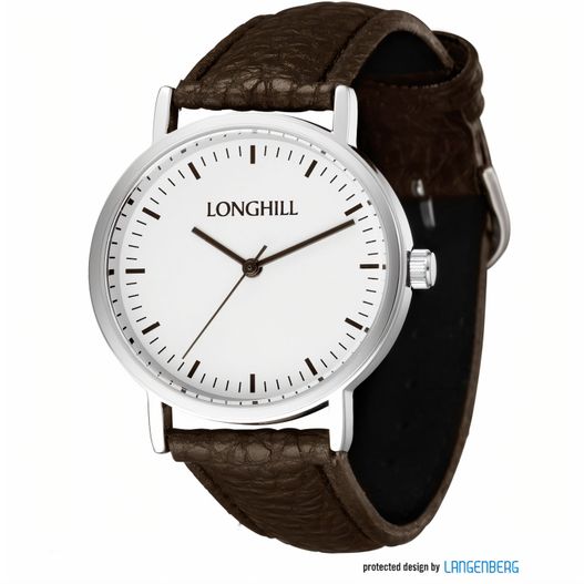 eine weiße uhr mit einem braunen armband Metalluhr LUCA (Bild 1)