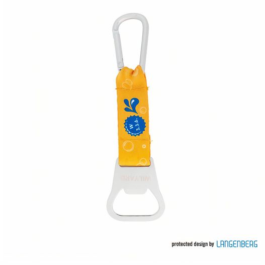 ein flaschenöffner mit einem gelben beutel darauf Schlüsselband W-336 (picture 1)