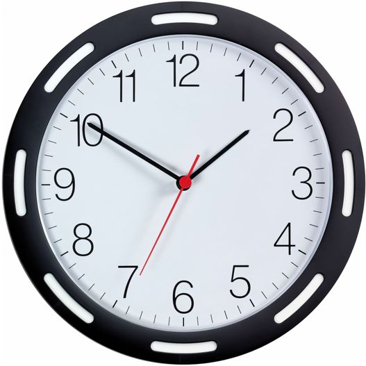 eine uhr mit einer roten zweiten hand und einem schwarzen gesicht Funk-Wanduhr U-2248 (Bild 1)