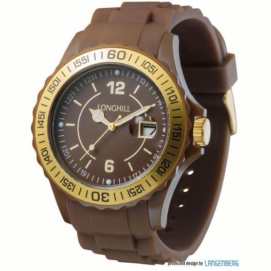 eine braune uhr mit einem goldenen gesicht Kunststoffuhr LOGI GOLD (Bild 1)