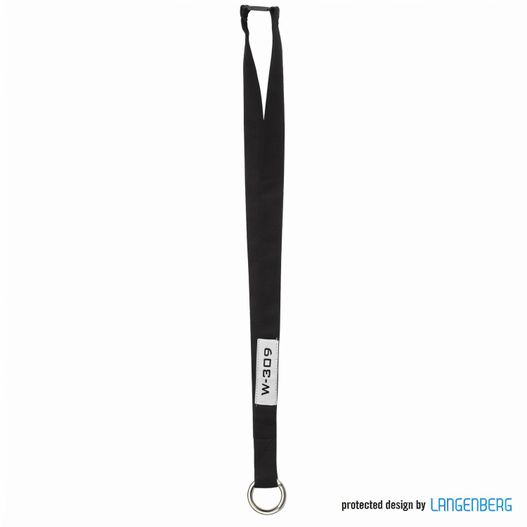 ein schwarzer lanyard mit einem weißen tag darauf Schlüsselband W-309 (Bild 1)