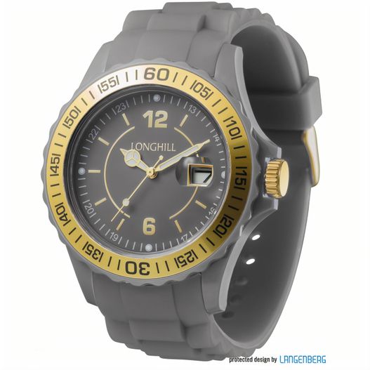 eine uhr mit einer gelben lünette auf dem gesicht Kunststoffuhr LOGI GOLD (Bild 1)