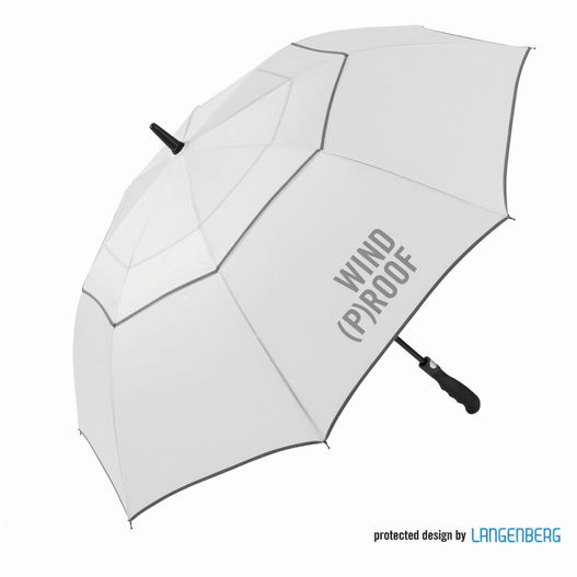 ein weißer regenschirm mit schwarzem griff und windschutz Stockschirm JOE (Bild 1)