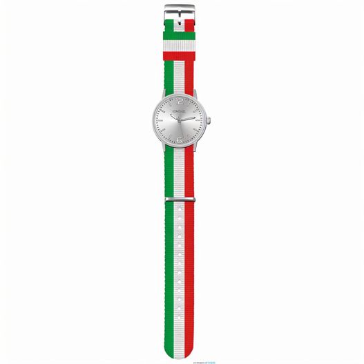 eine uhr mit einer roten, grünen und weißen band Metalluhr TEXSTYLE (Bild 1)