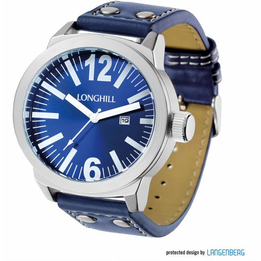 eine blaue uhr mit einem lederband Metalluhr JANNIS (Bild 1)