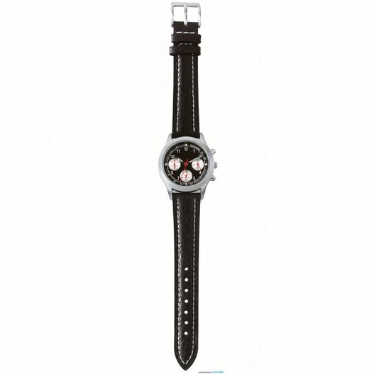 eine uhr mit einem schwarzen gesicht und einem weißen gesicht Metalluhr SEAN (Bild 1)