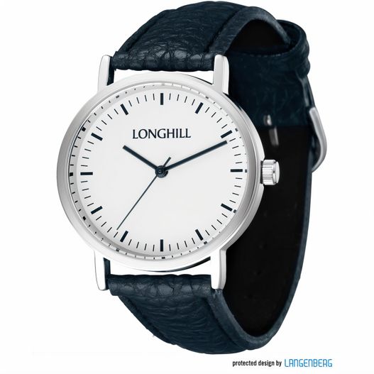 eine weiße uhr mit einer schwarzen band Metalluhr LUCA (Bild 1)