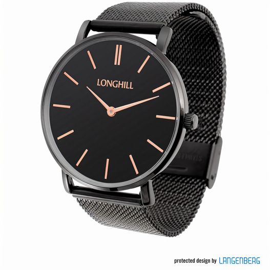 eine schwarze uhr mit einem goldenen gesicht Metalluhr AKSEL (Bild 1)