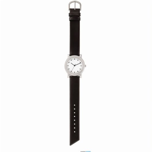 eine schwarze und weiße uhr mit einem silbernen gesicht Messinguhr AUSTIN (Bild 1)