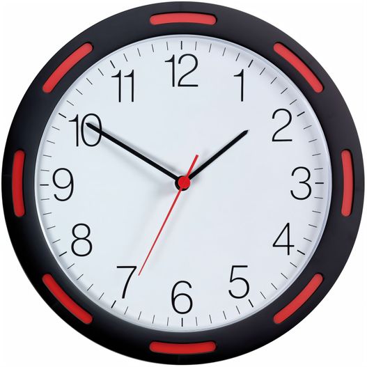 eine uhr mit einer roten zweiten hand und einem schwarzen gesicht Funk-Wanduhr U-2248 (Bild 1)