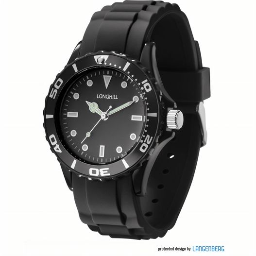 eine schwarze uhr mit einem weißen gesicht und einer schwarzen band Kunststoffuhr LOGI LADY (Bild 1)
