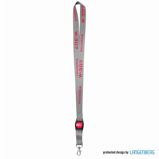 ein lanyard mit einem roten und weißen logo auf ihm Schlüsselband W-307 (Bild 1)