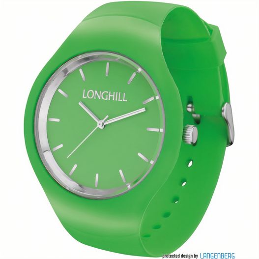 eine grüne uhr mit einem weißen gesicht und einer silbernen zweiten hand Kunststoffuhr SNAKE (Bild 1)