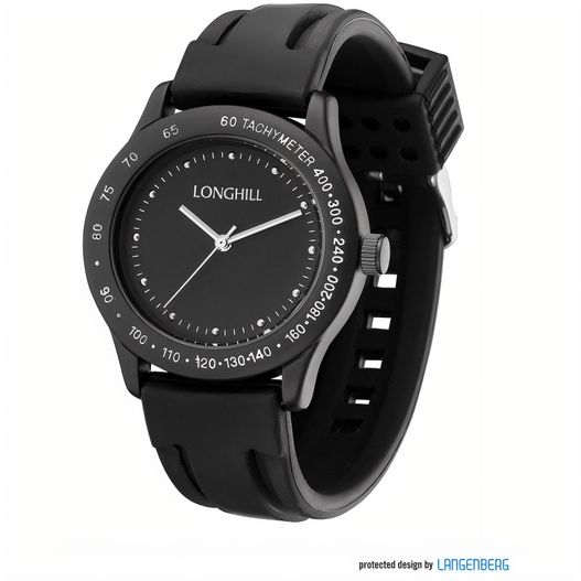 eine schwarze uhr mit einer schwarzen band und einem schwarzen gesicht Metalluhr SARA (Bild 1)