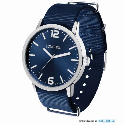 eine blaue uhr mit einem silbernen gesicht und einer blauen band Metalluhr TEXSTYLE (Bild 1)