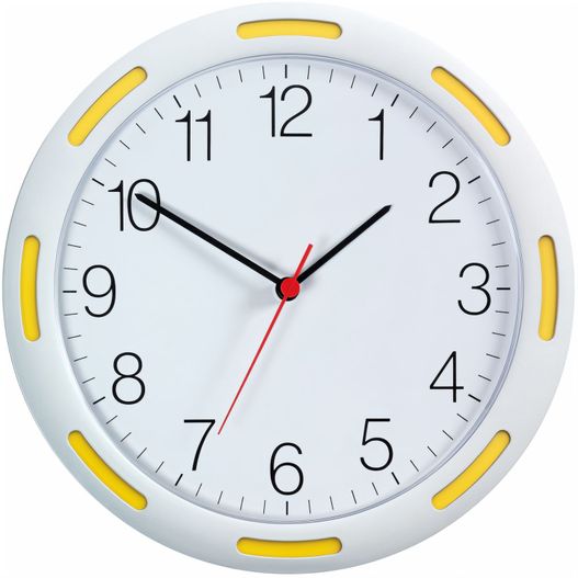 eine uhr mit einem gelben band um das gesicht Funk-Wanduhr U-2248 (Bild 1)