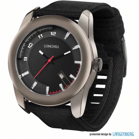 eine schwarze und silberne uhr mit einer roten zweiten hand Metalluhr VIGGO (Bild 1)
