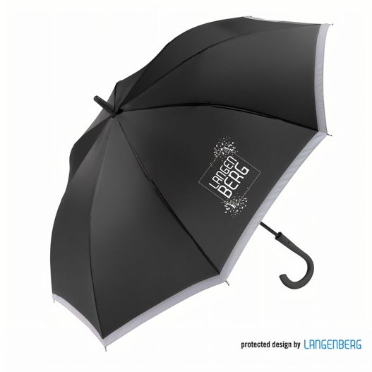 ein schwarzer regenschirm mit einem weißen logo auf ihm Stockschirm STRIKE (Bild 1)