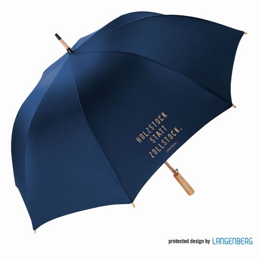 blauer regenschirm mit holzgriff und holzgriff Gastschirm TIMBER (Bild 1)