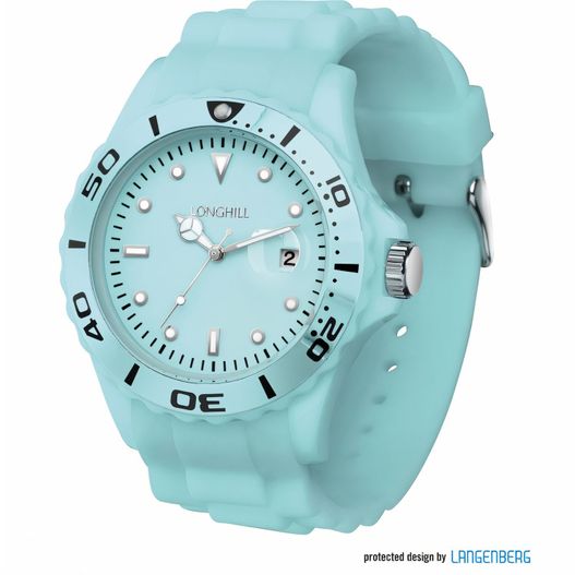 eine uhr mit einem blauen band und einem weißen gesicht Kunststoffuhr LOGI (Bild 1)