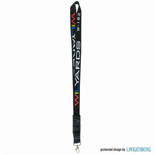 ein lanyard mit einem schwarzen lanyard-band mit einem regenbogen-logo Schlüsselband W-183 (Bild 1)