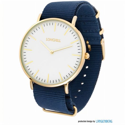 eine goldene und blaue uhr mit einem weißen gesicht Metalluhr TEXSTYLE FLAT gold big (Bild 1)