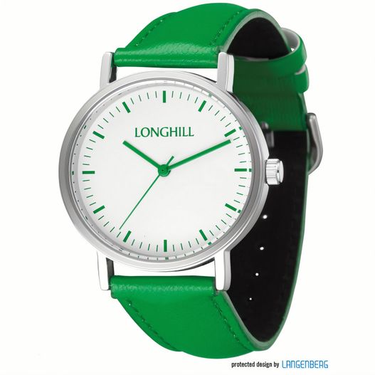 eine weiße und grüne uhr mit einer grünen band Metalluhr LUCA (Bild 1)