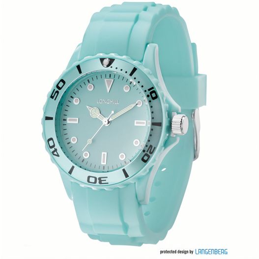eine uhr mit einem blauen gesicht und einem weißen gesicht Kunststoffuhr LOGI LADY (Bild 1)