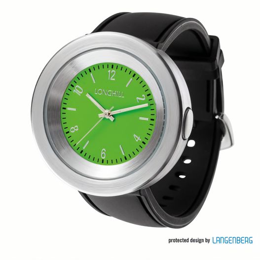 eine grüne uhr mit einer schwarzen band Metalluhr LEON (Bild 1)
