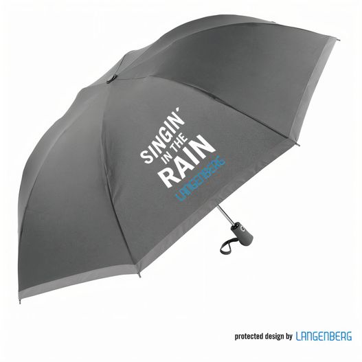 ein schwarzer regenschirm mit einem blauen logo auf ihm Taschenschirm STRIKE MINI (Bild 1)