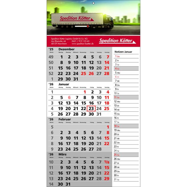 Papierwandkalender Memo