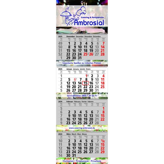 Produktabbildung Papierwandkalender Exclusiv 4 Papierwandkalender Exclusiv 4 (Bild 1)