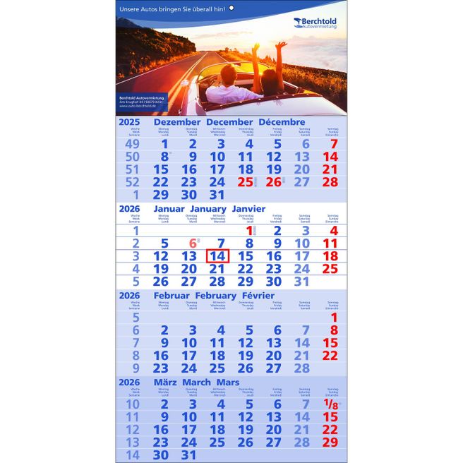 Papierwandkalender Quattro