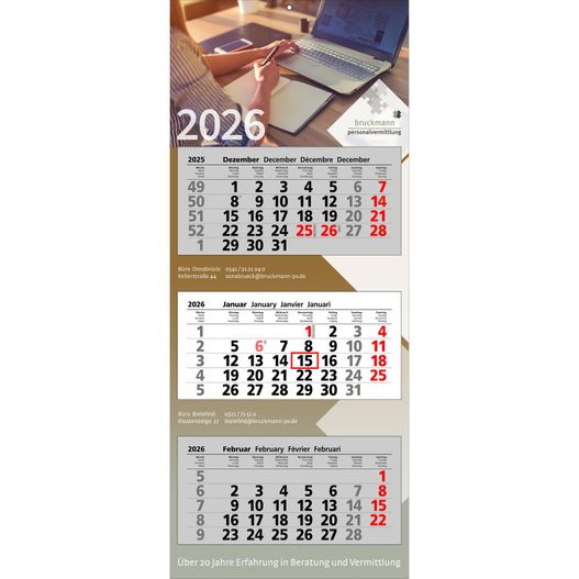 Produktabbildung Papierwandkalender Basic 3 Papierwandkalender Basic 3 (Bild 1)