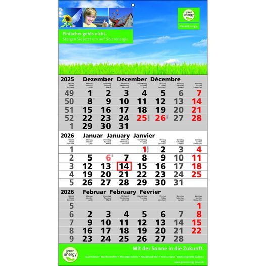 Produktabbildung Papierwandkalender Standard 2 plus Papierwandkalender Standard 2 plus (Bild 1)