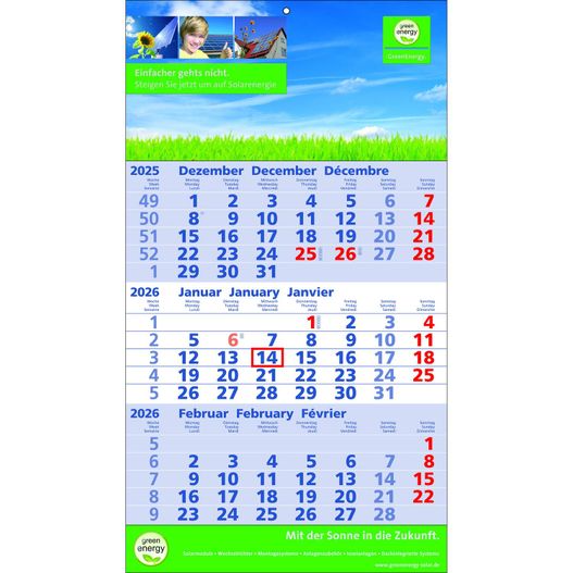 Papierwandkalender Standard 2 plus (Bild 1)