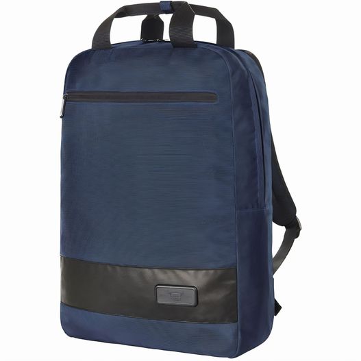 blauer rucksack mit schwarzem lederbesatz Notebook-Rucksack STAGE (Bild 1)