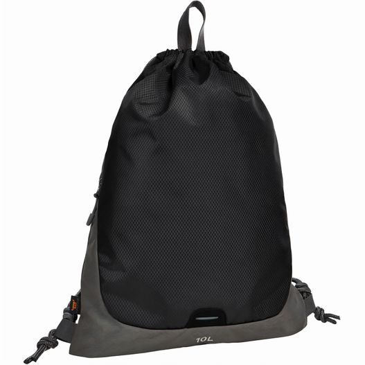 ein schwarzer rucksack mit reißverschlusstasche Zugbeutel STEP (Bild 1)