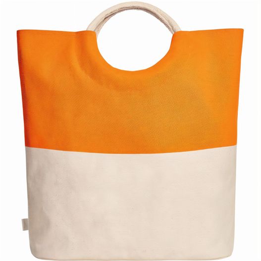 eine große orange und weiße tasche mit holzgriff Shopper SUNNY (Bild 1)