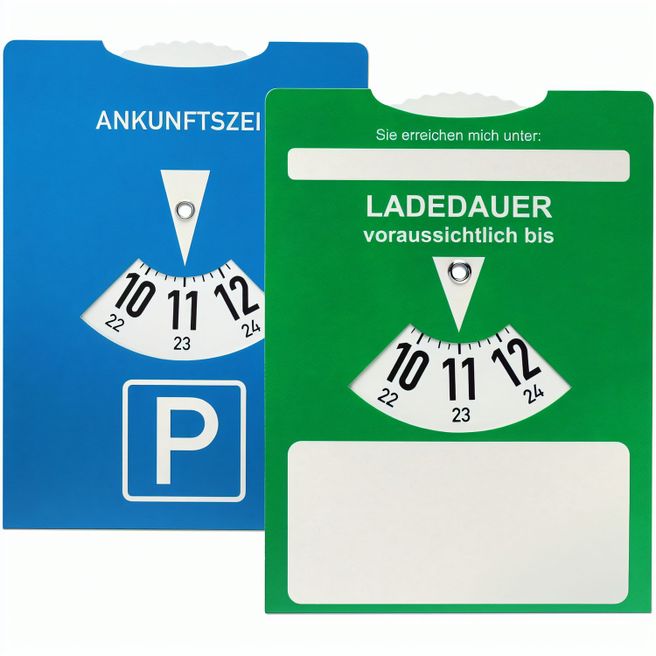 Kartonparkscheibe mit Ladedaueranzeige für E-Autos